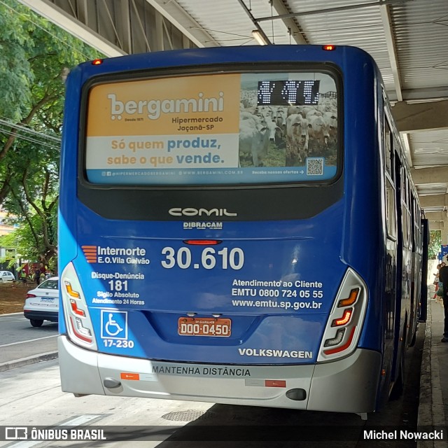 Empresa de Ônibus Vila Galvão 30.610 na cidade de São Paulo, São Paulo, Brasil, por Michel Nowacki. Número da foto: #11770972.