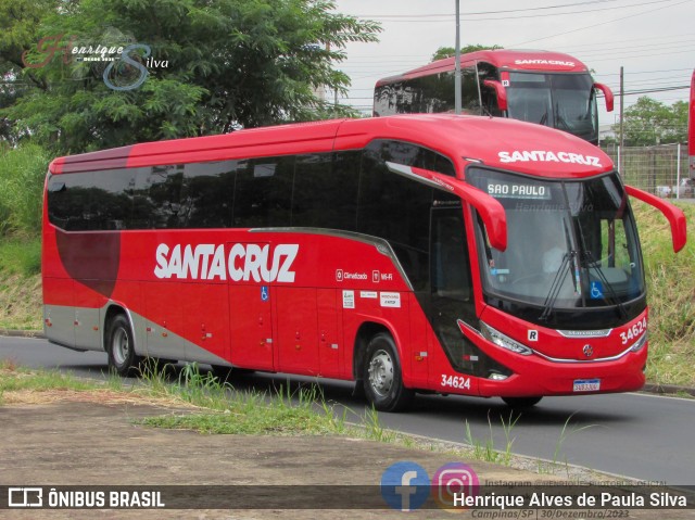 Viação Santa Cruz 34624 na cidade de Campinas, São Paulo, Brasil, por Henrique Alves de Paula Silva. ID da foto: 11775383.