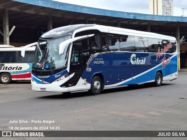 Citral Transporte e Turismo 908 na cidade de Porto Alegre, Rio Grande do Sul, Brasil, por JULIO SILVA. ID da foto: 11794289.