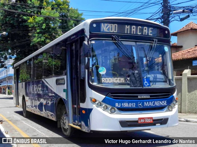 Rápido Macaense RJ 150.012 na cidade de Macaé, Rio de Janeiro, Brasil, por Victor Hugo Gerhardt Leandro de Nantes. ID da foto: 11795779.