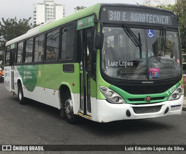 Viação Jacarandá de Campos 1 037 na cidade de Campos dos Goytacazes, Rio de Janeiro, Brasil, por Luiz Eduardo Lopes da Silva. ID da foto: 11794993.