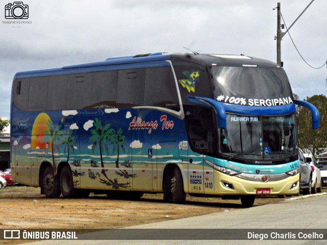 Aliança Tur Transporte de Passageiros e Turismo 1410 na cidade de Vitória da Conquista, Bahia, Brasil, por Diego Charlis Coelho. ID da foto: 11802772.