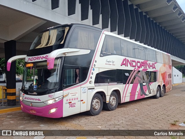 Empresa de Transportes Andorinha 7402 na cidade de Presidente Venceslau, São Paulo, Brasil, por Carlos Morais. ID da foto: 11807352.