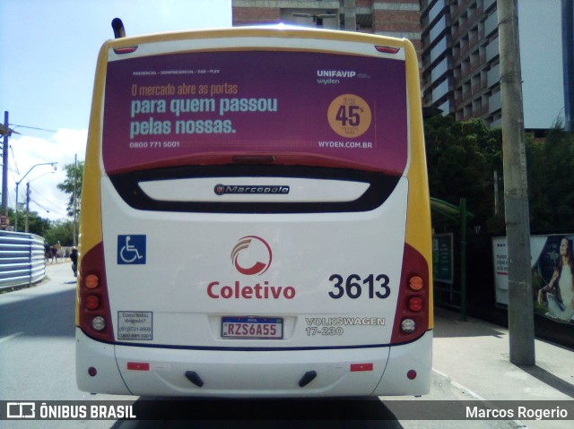 Coletivo Transportes 3613 na cidade de Caruaru, Pernambuco, Brasil, por Marcos Rogerio. ID da foto: 11820179.