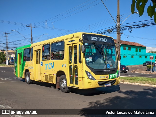 TCGL - Transportes Coletivos Grande Londrina 3066 na cidade de Londrina, Paraná, Brasil, por Victor Lucas de Matos Lima. ID da foto: 11826079.