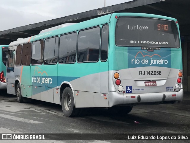 Expresso Rio de Janeiro RJ 142.058 na cidade de Niterói, Rio de Janeiro, Brasil, por Luiz Eduardo Lopes da Silva. ID da foto: 11825377.