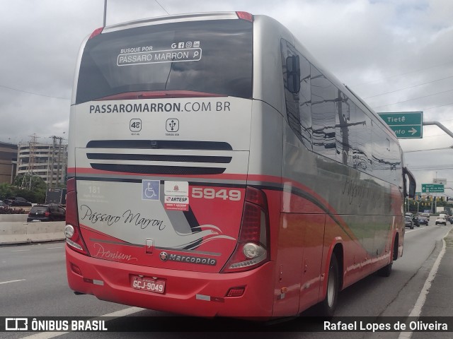 Empresa de Ônibus Pássaro Marron 5949 na cidade de São Paulo, São Paulo, Brasil, por Rafael Lopes de Oliveira. Número da foto: #11823973.