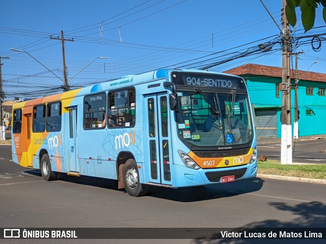 TCGL - Transportes Coletivos Grande Londrina 4507 na cidade de Londrina, Paraná, Brasil, por Victor Lucas de Matos Lima. ID da foto: 11829482.