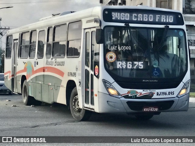 Viação Montes Brancos RJ 196.095 na cidade de Araruama, Rio de Janeiro, Brasil, por Luiz Eduardo Lopes da Silva. ID da foto: 11829436.