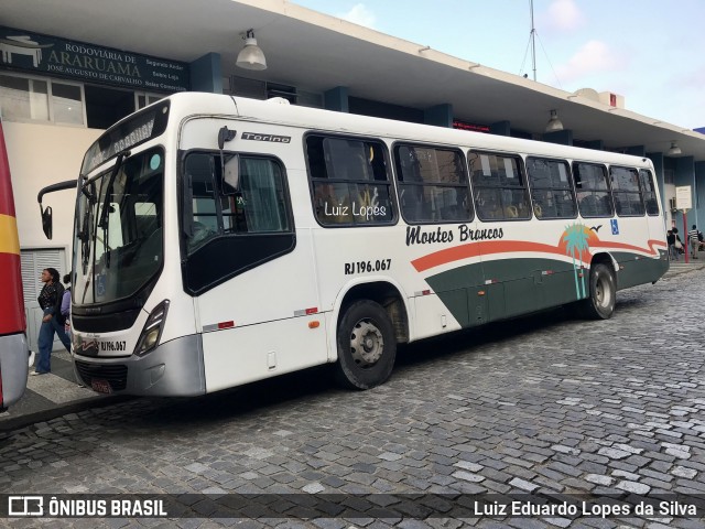 Viação Montes Brancos RJ 196.067 na cidade de Araruama, Rio de Janeiro, Brasil, por Luiz Eduardo Lopes da Silva. ID da foto: 11829440.