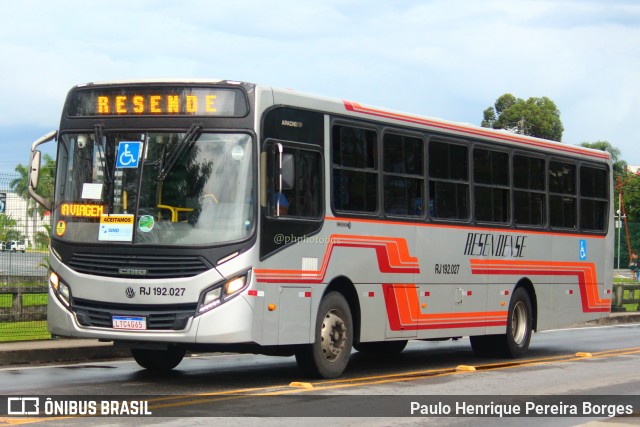 Viação Resendense RJ 192.027 na cidade de Resende, Rio de Janeiro, Brasil, por Paulo Henrique Pereira Borges. ID da foto: 11754784.