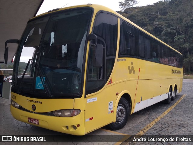 Viação Itapemirim 5033 na cidade de Manhuaçu, Minas Gerais, Brasil, por André Lourenço de Freitas. ID da foto: 11758393.