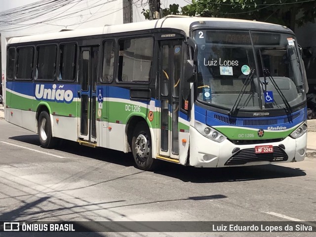 Viação União DC 1.206 na cidade de Duque de Caxias, Rio de Janeiro, Brasil, por Luiz Eduardo Lopes da Silva. ID da foto: 11761615.