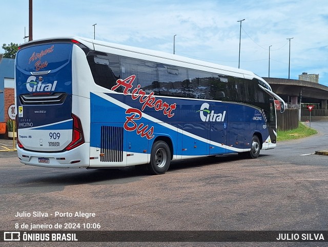 Citral Transporte e Turismo 909 na cidade de Porto Alegre, Rio Grande do Sul, Brasil, por JULIO SILVA. Número da foto: #11762545.