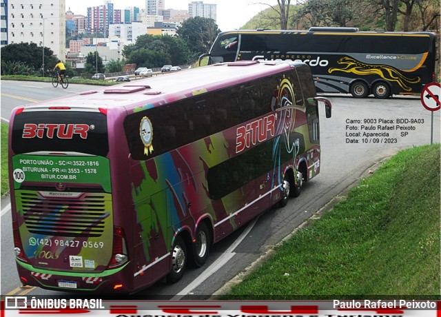 Bitur Transporte Coletivo e Turismo 9003 na cidade de Aparecida, São Paulo, Brasil, por Paulo Rafael Peixoto. ID da foto: 11765003.