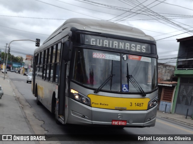 Viação Metrópole Paulista - Zona Leste 3 1487 na cidade de São Paulo, São Paulo, Brasil, por Rafael Lopes de Oliveira. Número da foto: #12478651.