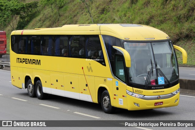 Viação Itapemirim 60023 na cidade de Piraí, Rio de Janeiro, Brasil, por Paulo Henrique Pereira Borges. Número da foto: #12484837.