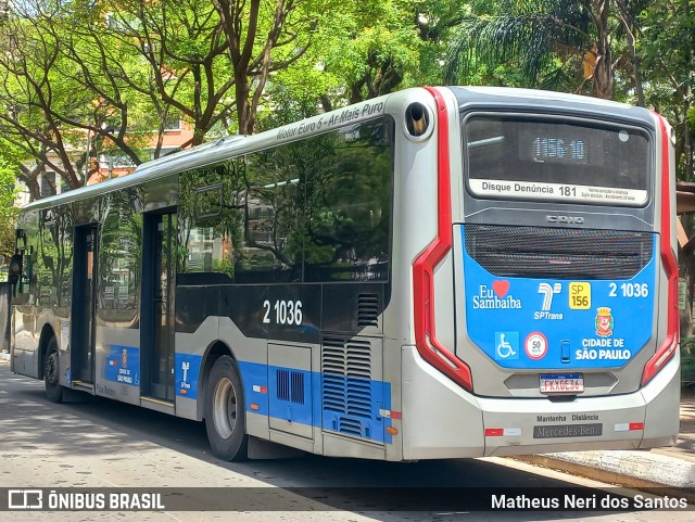 Sambaíba Transportes Urbanos 2 1036 na cidade de São Paulo, São Paulo, Brasil, por Matheus Neri dos Santos. Número da foto: #12485853.