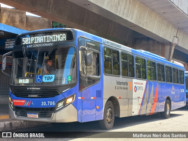 Empresa de Ônibus Vila Galvão 30.706 na cidade de São Paulo, São Paulo, Brasil, por Matheus Neri dos Santos. Número da foto: #12485832.