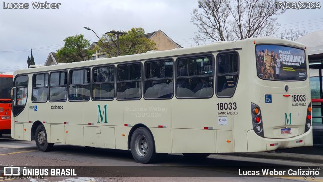 Viação Santo Ângelo 18033 na cidade de Curitiba, Paraná, Brasil, por Lucas Weber Calizario. Número da foto: #12483619.