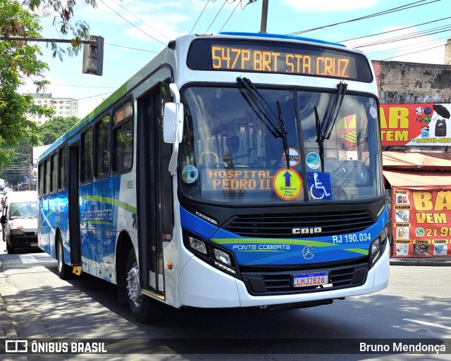 Viação Ponte Coberta RJ 190.034 na cidade de Rio de Janeiro, Rio de Janeiro, Brasil, por Bruno Mendonça. Número da foto: #12488724.