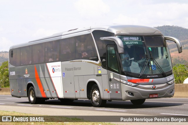 Empresa de Ônibus Pássaro Marron 91.009 na cidade de Roseira, São Paulo, Brasil, por Paulo Henrique Pereira Borges. Número da foto: #12493934.