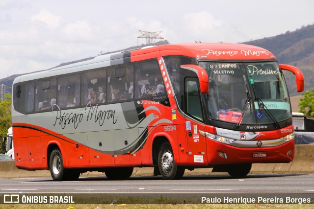 Empresa de Ônibus Pássaro Marron 5634 na cidade de Roseira, São Paulo, Brasil, por Paulo Henrique Pereira Borges. Número da foto: #12493918.