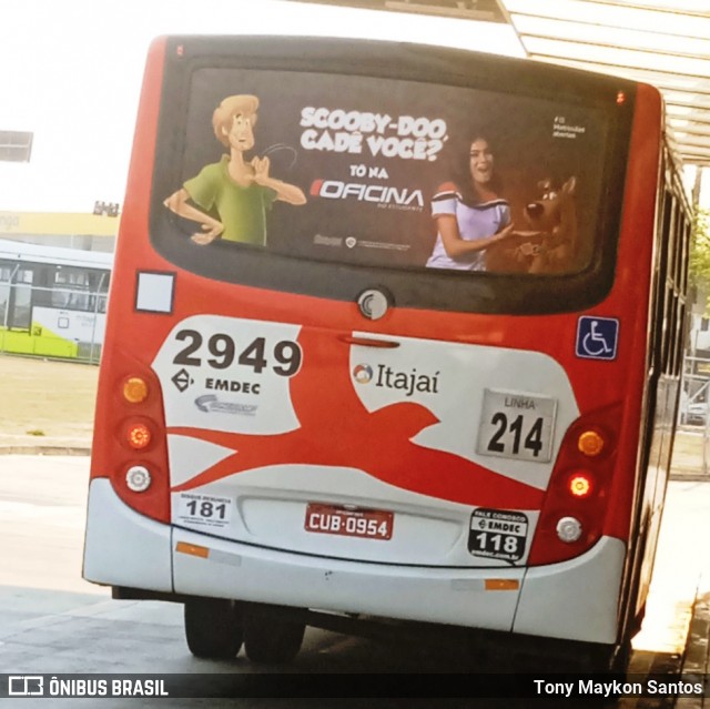 Itajaí Transportes Coletivos 2949 na cidade de Campinas, São Paulo, Brasil, por Tony Maykon Santos. Número da foto: #12492489.