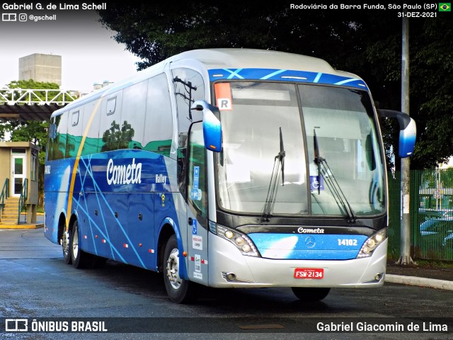 Viação Cometa 14102 na cidade de São Paulo, São Paulo, Brasil, por Gabriel Giacomin de Lima. Número da foto: #12497272.