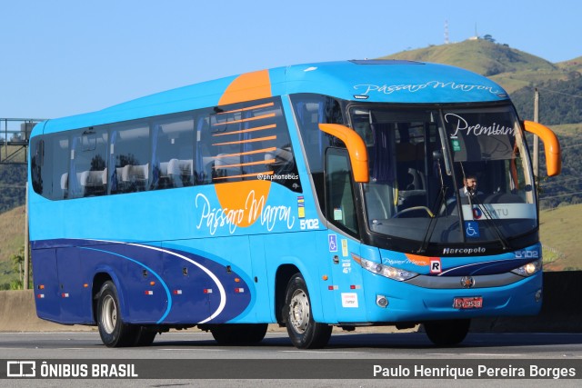 Empresa de Ônibus Pássaro Marron 5102 na cidade de Roseira, São Paulo, Brasil, por Paulo Henrique Pereira Borges. Número da foto: #12455594.