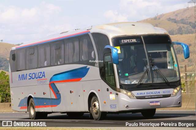 Auto Viação MM Souza Turismo 16006 na cidade de Roseira, São Paulo, Brasil, por Paulo Henrique Pereira Borges. Número da foto: #12500246.