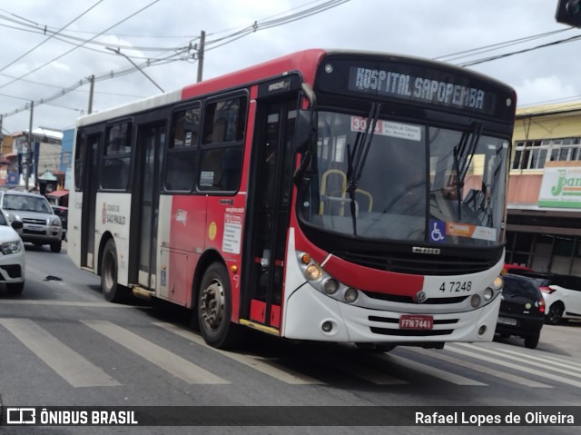 Pêssego Transportes 4 7248 na cidade de São Paulo, São Paulo, Brasil, por Rafael Lopes de Oliveira. Número da foto: #12498690.