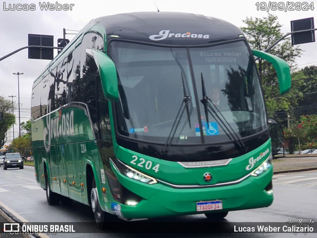 Viação Graciosa 2204 na cidade de Curitiba, Paraná, Brasil, por Lucas Weber Calizario. Número da foto: #12502010.