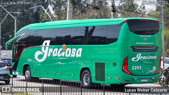 Viação Graciosa 2203 na cidade de Curitiba, Paraná, Brasil, por Lucas Weber Calizario. Número da foto: #12507252.