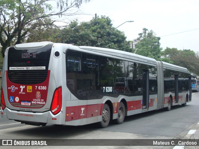 Viação Gatusa Transportes Urbanos 7 6380 na cidade de São Paulo, São Paulo, Brasil, por Mateus C.  Cardoso. Número da foto: #12509305.