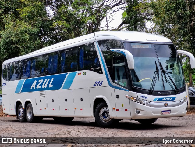 Expresso Azul 216 na cidade de Lajeado, Rio Grande do Sul, Brasil, por Igor Scherner. Número da foto: #12510920.