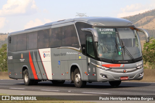 Empresa de Ônibus Pássaro Marron 91.003 na cidade de Roseira, São Paulo, Brasil, por Paulo Henrique Pereira Borges. Número da foto: #12514885.