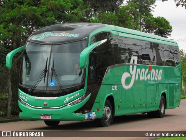 Viação Graciosa 2203 na cidade de Curitiba, Paraná, Brasil, por Gabriel Valladares. Número da foto: #12513974.