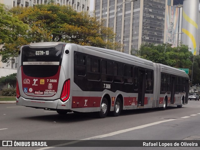Viação Metrópole Paulista - Zona Sul 7 3806 na cidade de São Paulo, São Paulo, Brasil, por Rafael Lopes de Oliveira. Número da foto: #12517735.