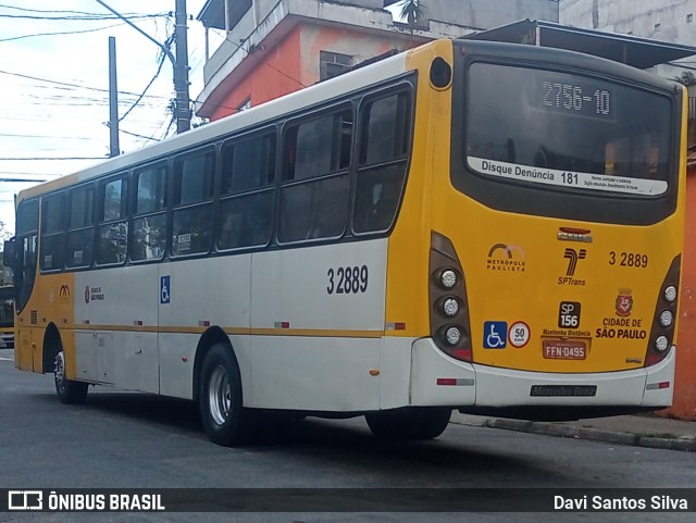 Viação Metrópole Paulista - Zona Leste 3 2889 na cidade de São Paulo, São Paulo, Brasil, por Davi Santos Silva. Número da foto: #12518043.