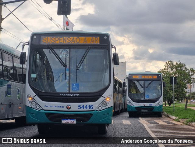Viação Sorriso de Minas 54416 na cidade de Uberlândia, Minas Gerais, Brasil, por Anderson Gonçalves da Fonseca. Número da foto: #12520545.
