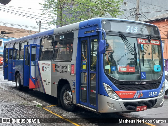 Empresa de Ônibus Pássaro Marron 37.801 na cidade de São Paulo, São Paulo, Brasil, por Matheus Neri dos Santos. Número da foto: #12519770.