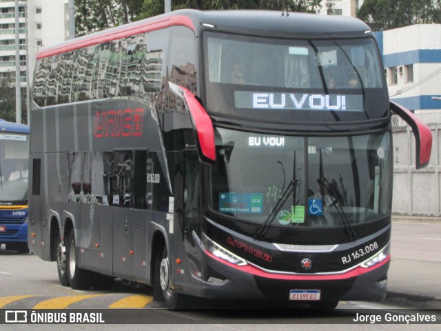 Transportes Única Petrópolis RJ 163.008 na cidade de Rio de Janeiro, Rio de Janeiro, Brasil, por Jorge Gonçalves. Número da foto: #12456165.