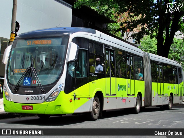 Viação Jardins 20834 na cidade de Belo Horizonte, Minas Gerais, Brasil, por César Ônibus. Número da foto: #12526502.