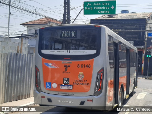 Alfa Rodo Bus 8 6148 na cidade de São Paulo, São Paulo, Brasil, por Mateus C.  Cardoso. Número da foto: #12458582.