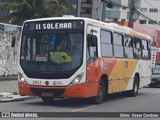 Viação Piracicabana Praia Grande 3913 na cidade de Praia Grande, São Paulo, Brasil, por Silvio  Cesar Cardoso. Número da foto: #12461397.