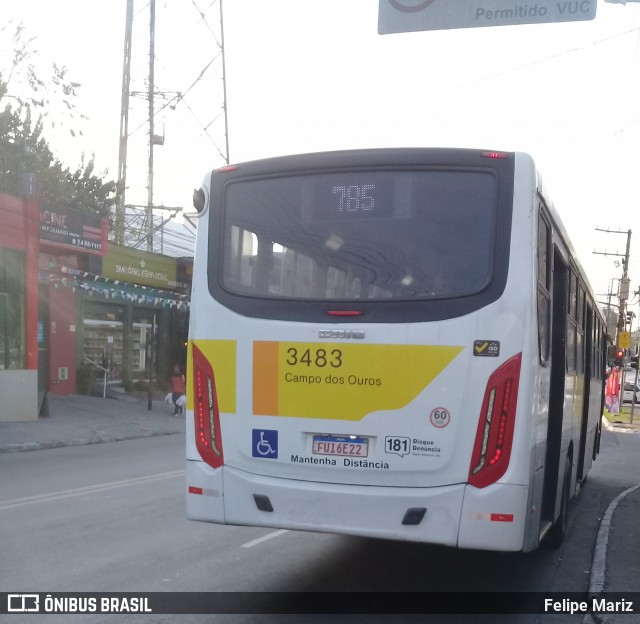 Viação Campo dos Ouros 3483 na cidade de Guarulhos, São Paulo, Brasil, por Felipe Mariz. Número da foto: #12463480.