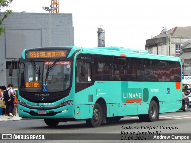 Linave Transportes RJ 146.021 na cidade de Rio de Janeiro, Rio de Janeiro, Brasil, por Andrew Campos. Número da foto: #12468671.