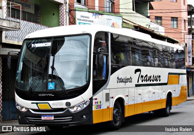 Transur - Transporte Rodoviário Mansur 4010 na cidade de Santos Dumont, Minas Gerais, Brasil, por Isaias Ralen. Número da foto: #12470046.
