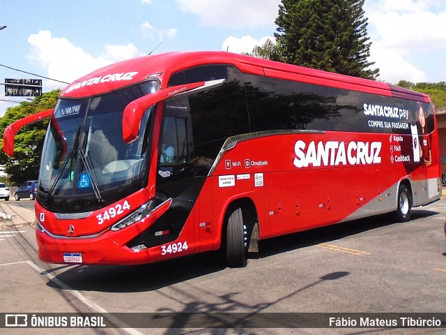 Viação Santa Cruz 34924 na cidade de Três Corações, Minas Gerais, Brasil, por Fábio Mateus Tibúrcio. Número da foto: #12471487.